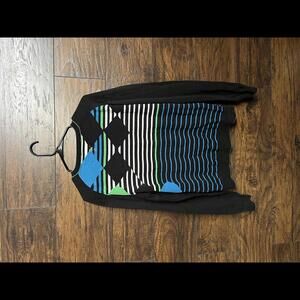 Puma Brand Sweater - V-Neck LS Horizontal Stripes Diamonds M